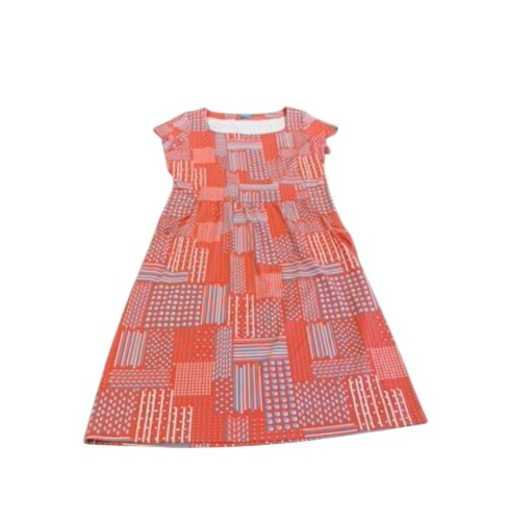 J.McLaughlin for Dillard's Orange Geometric‎ Patchwork Cap Sleeve Dress L Golf